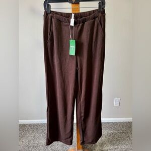 HALARA Women’s Ribbed Knit High Waisted Pockets Wide Leg Casual Pants Small